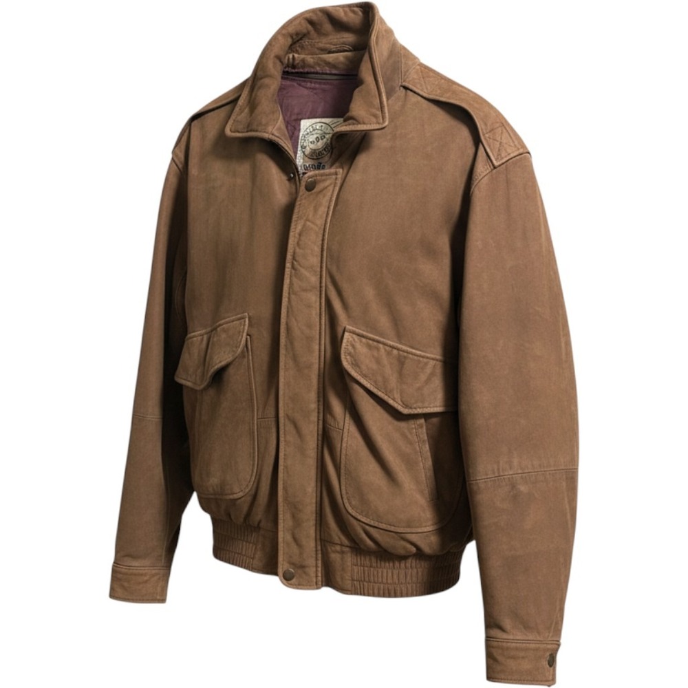 New Zealand Outback Brown Nubuck Leather Bomber Jacket Mens Large Cooper Vintage